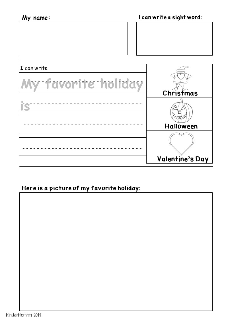 free holiday writing printable - kindermomma